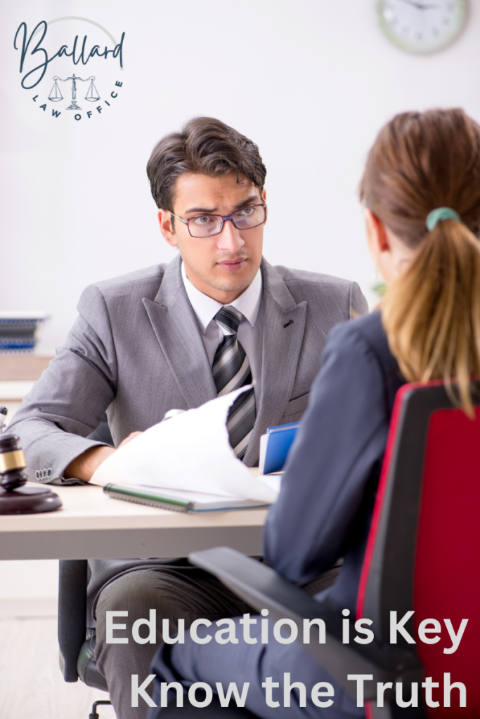 Image of a lawyer talking to their client.