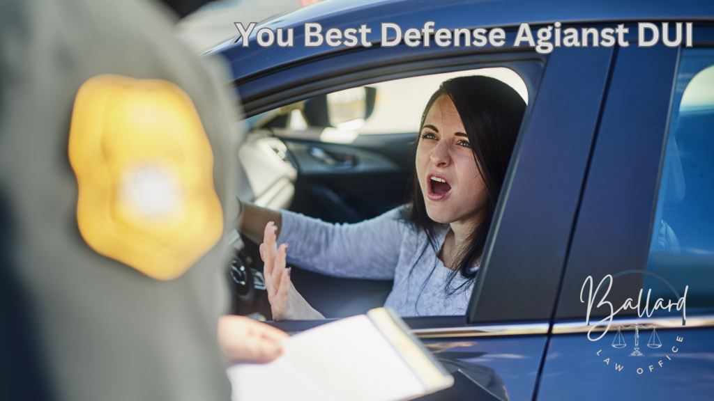 Image of a woman stopped by a police officer for a DUI offense.